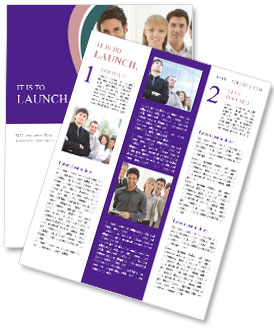 A Joyful Businessman With Modern Laptop And Team In Background Newsletter Template