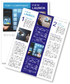Interacting With Tablet Pc Through Hand Touch On Icons Newsletter Template