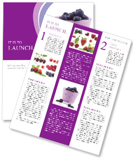 Close-Up Of A Blueberry Smoothie On A White Background. Newsletter Template