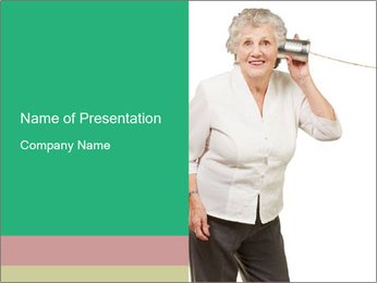 Senior Woman with Hearing Problems PowerPoint Template