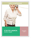 Senior Woman Listening With Metal Tin Can: A Candid Portrait On White Background Word Template