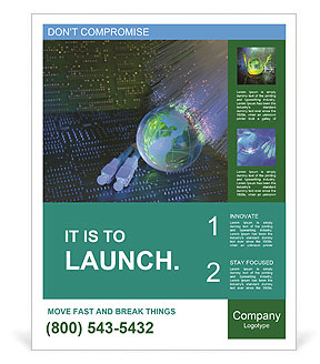 Technology-Style Fiber Cable On Fiber Optic Background: A Modern Connectivity Solution Poster Template