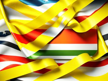 A group of flags that are next to each other PowerPoint Template