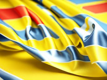A close up of a yellow and blue flag PowerPoint Template