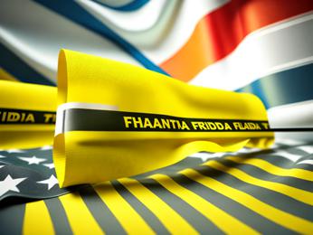 A close up of a flag with a ribbon PowerPoint Template