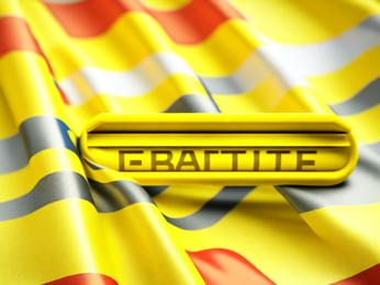 A close up of a flag with a yellow tag PowerPoint Template