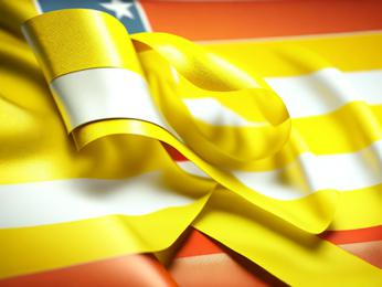 A close up of a flag with a ribbon PowerPoint Template