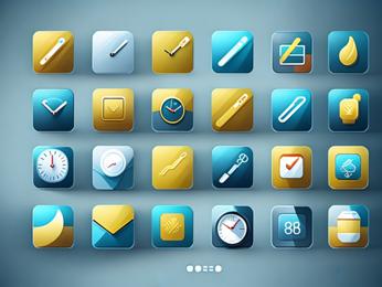A bunch of different app icons on a gray background PowerPoint Template