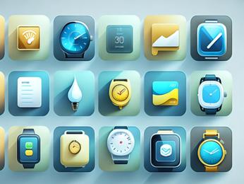 A bunch of different app icons on a wall PowerPoint Template