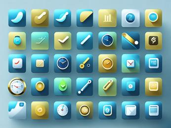 A bunch of different app icons on a wall PowerPoint Template