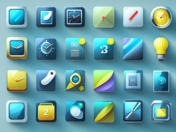 A bunch of different app icons on a wall PowerPoint Template