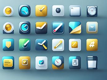 A bunch of different app icons on a gray background PowerPoint Template