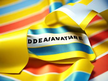 A close up of a flag with the word deavante on it PowerPoint Template