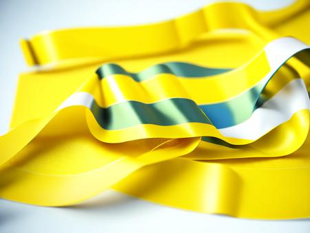 A close up of a yellow ribbon on a white background PowerPoint Template
