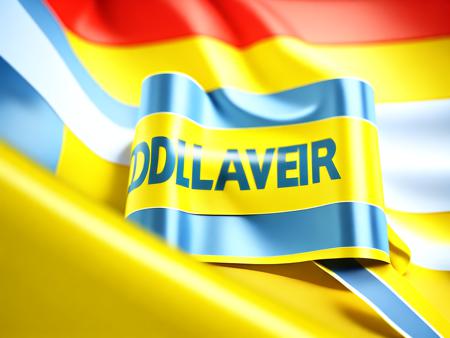 A close up of a flag with a name on it PowerPoint Template