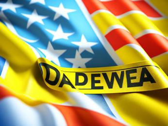 A close up of a flag with a yellow ribbon PowerPoint Template