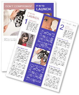 Male Patient Undergoing Eye Test With Phoropter By Professional Optometrist Newsletter Template