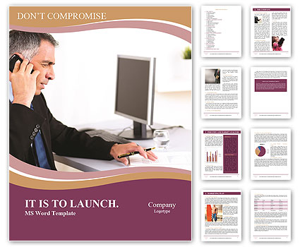 A Professional Executive Talking On Mobile Phone In The Workplace Word Template