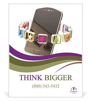 Isolated White Mobile Phone Surrounded By Circle Of Application Icons Poster Template