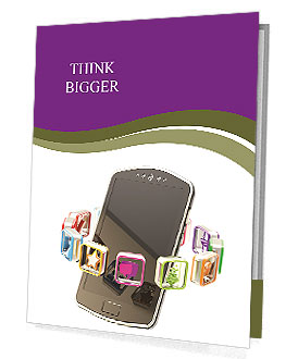 Isolated White Mobile Phone Surrounded By Circle Of Application Icons Presentation Folder