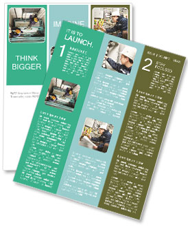 Machinist Technicians Adjusting Elevator Lift With Spanners In Hoistway Newsletter Template