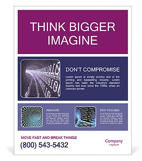 Binary Code Transmission: Virtual Tunnel Journey Poster Template