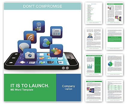 Design Your Screen With A Cloud Of Smartphone Application Icons: Original Device Design And Graphics By Contributor Word Template