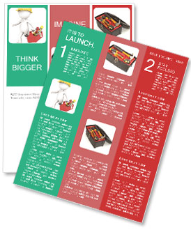 3D Builders: Little Human Handyman Character Running With Toolbox - People Series Newsletter Template