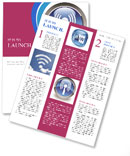 Wireless Lan Symbol On Glossy Blue Circular Badge Newsletter Template