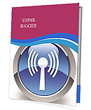 Wireless Lan Symbol On Glossy Blue Circular Badge Presentation Folder