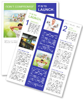 Young Man Selects Channels From Virtual Preview Of Images. Newsletter Template