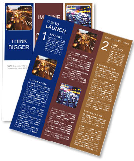 City Life At Night: Traffic, Lights, And Motion Blur. Newsletter Template