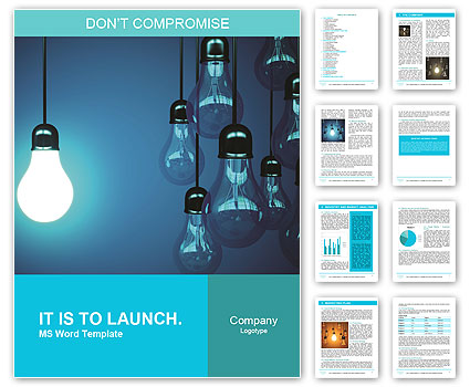 Creative Concept: Illuminating Ideas With Light Bulbs On A Blue Background Word Template