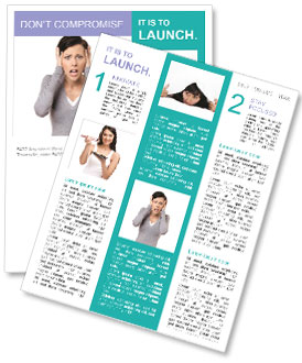 Woman In Confusion: Portrait Of A Woman With Hands On Head Isolated On White Background Newsletter Template