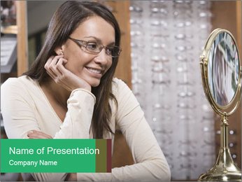 Woman Looking in the Mirror PowerPoint Template