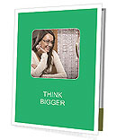 Smiling Hispanic Woman Trying On Spectacles In Mirror At Shop. Presentation Folder