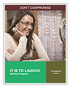 Smiling Hispanic Woman Trying On Spectacles In Mirror At Shop. Word Template
