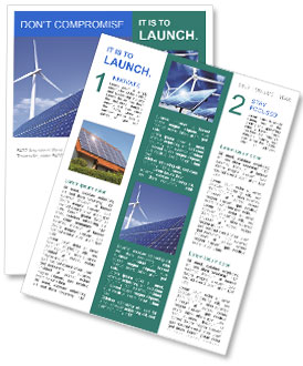 Blue Sky Background Showcasing Solar Panels And Wind Turbines Newsletter Template