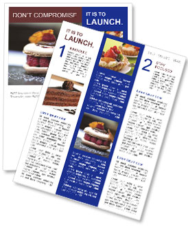 Raspberry Macaroon With Caramel And Chocolate Sauce Topping Newsletter Template