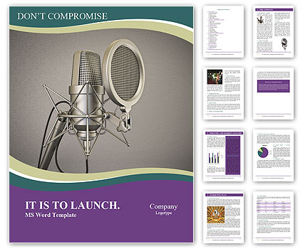 Isolated Grey Background Studio Microphone: Perfect For Recording! Word Template
