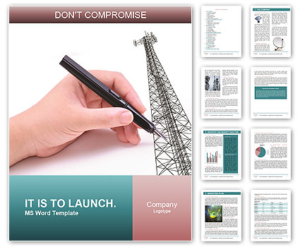 Drawn Communication Tower Illustration On White Background Word Template