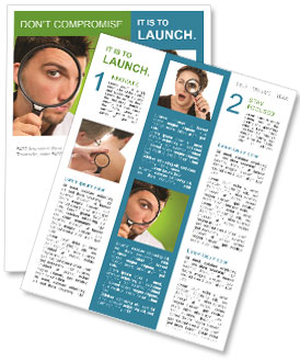 Medical Professional Examining With Magnifying Glass On Green Backdrop Newsletter Template