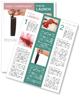 Isolated White Background Image Of Man's Hand Holding A Kitchen Knife Newsletter Template