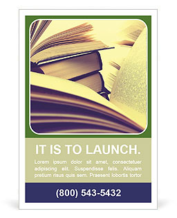 Toned Image Of Numerous Hardcover Books Ad Template