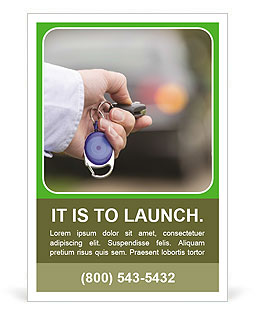 Horizontal Cropped Shot Of Hands Holding Car Remote Key Ad Template