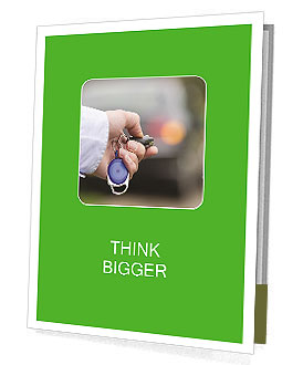 Horizontal Cropped Shot Of Hands Holding Car Remote Key Presentation Folder