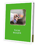 Horizontal Cropped Shot Of Hands Holding Car Remote Key Presentation Folder