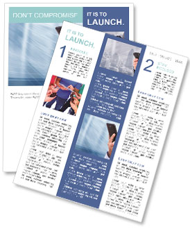 Blue Background: Woman's Hands Holding Smartphone Newsletter Template