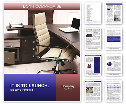 Modern Office Desk Setup With A Laptop Word Template