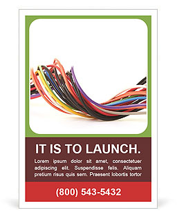 Isolated White Background Multicolored Computer Cable Ad Template
